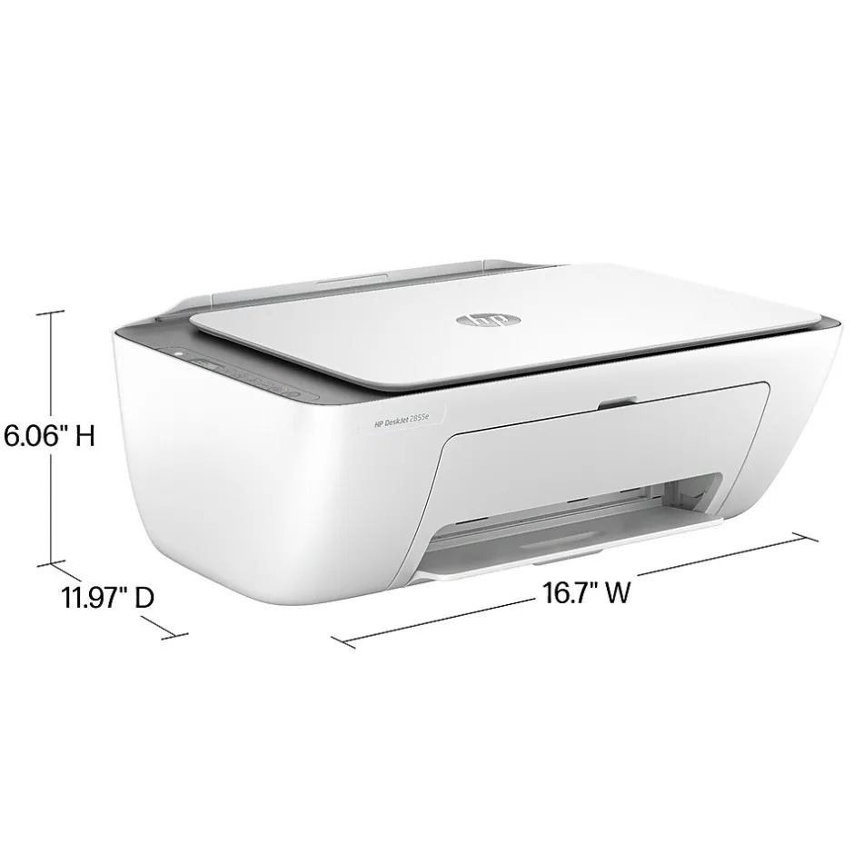 Color Printers<HP DeskJet 2855e Wireless All-in-One Color Inkjet Printer, Scanner, Copier, Best for Home, 3 Months of Ink Included (588S5A)