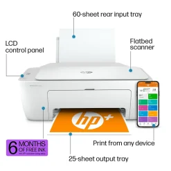 Instant Photo Printers<HP DeskJet 2734e Wireless Color Inkjet Printer, All-In-One, Print, Scan, Copy, 6 Months FREE Ink with + (26K72A#B1H)