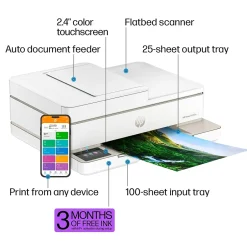 Instant Photo Printers<HP Envy 6555e Wireless All-in-One Color Inkjet Printer, Scanner, Copier, Best for home, 3 months FREE ink with + (714N5A)