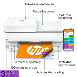 Color Printers<HP ENVY 6455e Wireless Color Inkjet Printer, All-In-One, Print, Scan, Copy (223R1A#B1H)