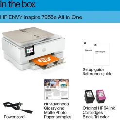 Color Printers<HP Envy Inspire ENVY 7955e Wireless Color Inkjet Printer, All-In-One, Print, Scan, Copy (1W2Y8A#B1H)