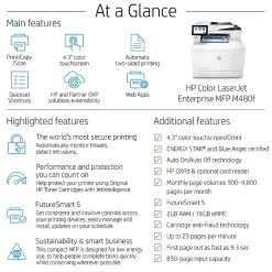 Color Printers<HP LaserJet Enterprise MFP M480f All-in-One Color Laser Printer 3QA55A#BGJ