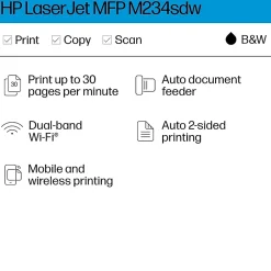 Instant Photo Printers<HP LaserJet M234sdw Wireless Black & White Laser Printer, All-In-One, Print, Scan, Copy, Best for Home Office (6GX01F)