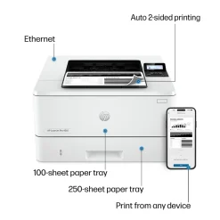 Black & White Printers<HP LaserJet Pro 4001dn Wired Black & White Laser Printer, Single Function Print, 2-Sided Printing, Best for Office (2Z600F)