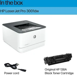 Black & White Printers<HP LaserJet Pro LJP 3001dw Wireless Black & White Laser Printer, Single-Function, Print, Best for Office (3G65OF)