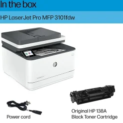 Black & White Printers<HP LaserJet Pro MFP LJP 3101fdw Wireless Black & White Laser Printer, All-In-One, Print, Scan, Copy, Fax (3G628F)