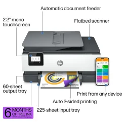 Instant Photo Printers<HP OfficeJet 8015e Wireless Color Inkjet Printer, All-In-One, Print, Scan, Copy (228F5A#B1H)