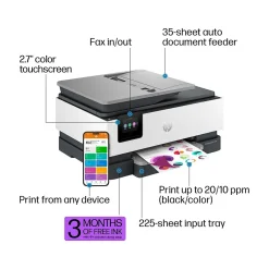 Color Printers<HP OfficeJet Pro 8135e Wireless Color Inkjet Printer, All-In-One, Print, Scan, Copy, Fax (40Q35A#B1H)