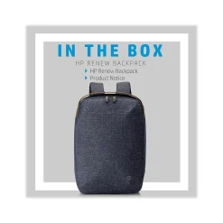 HP Renew Laptop Backpack, Heather Blue/Brown Fabric/Faux Leather (1A212AA#ABL)