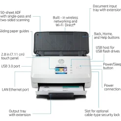 Desktop Scanners<HP Scanjet Pro N4000 Snw1 Duplex Desktop Document Scanner, White (6FW08A#BGJ)
