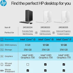 HP Slim Desktop Computer, Intel Core i3-1210, 8GB RAM, 256GB SSD, Mouse & Keyboard Included, Windows 11 Home* Gaming Desktops
