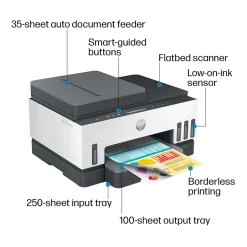 Color Printers<HP Smart Tank 7301 Wireless All-in-One Color Ink Tank Printer Scanner Copier, 2 years ink included (28B70A)