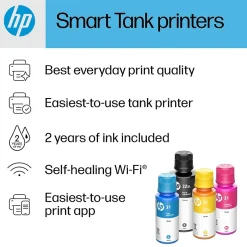 Color Printers<HP Smart Tank Plus 651 Wireless All-in-One Ink Tank Printer with up to 2 Years of Ink Included (7XV38A)