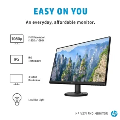 HP V27i Monitor, 27" LED Monitor, Black (9SV92AA#ABA)* Flat Monitors