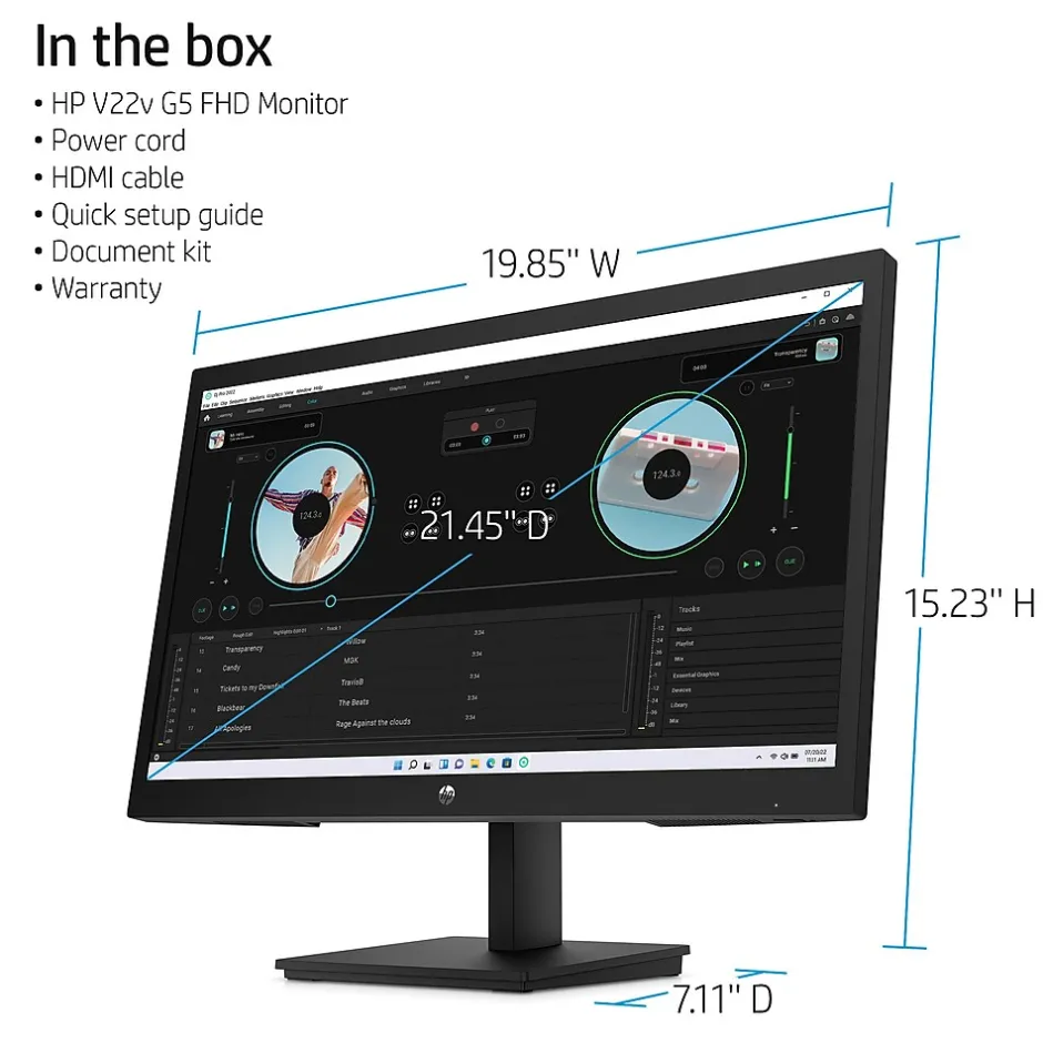 HP V22v G5 21.45" LED Monitor, Black (65P56AA#ABA)* Flat Monitors