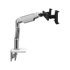 Humanscale Adjustable Dual Monitor Arm, Polished Aluminum/White (M81CMWB2B.WFH)* Ergonomic Monitor & Laptop Stands