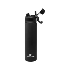 Water Bottles<HYDRAFLOW Hybrid Stainless Steel Vacuum Insulated Dual Lid Bottle, 25 oz., Black (300178)