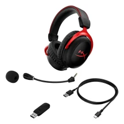 HyperX Cloud II Wireless Noise Canceling Stereo Gaming Headset, USB Type-C, Black/Red (4P5K4AA)* Gaming Headsets