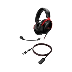 HyperX Cloud III Noise Canceling Stereo Gaming Headset, USB, 3.5mm, Black/Red (727A9AA)* Gaming Headsets