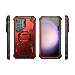 Cell Phone Cases<i-Blason ArmorBox MagSafe Rugged Case for Samsung Galaxy S24+, Shock Absorbing, Metallic Red (GS24PLUSABSPRD)