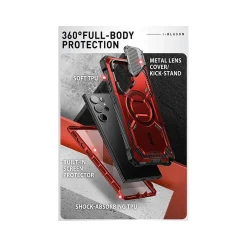 Cell Phone Cases<i-Blason ArmorBox MagSafe Rugged Case for Samsung Galaxy S24 Ultra, Metallic Red (GS24UABSRD)