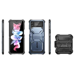 Cell Phone Cases<i-Blason Armorbox Metallic Blue Rugged Case for Samsung Galaxy Z Flip4 (Galaxy2022-ZFlip4-5G-Armorbox-Tilt)