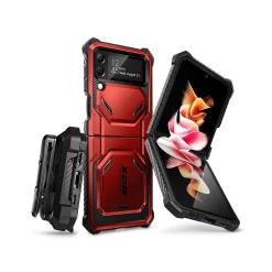 Cell Phone Cases<i-Blason Armorbox Metallic Red Rugged Case for Samsung Galaxy Z Flip4 (Galaxy2022-ZFlip4-5G-Armorbox-Ruddy)