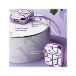 i-Blason Cosmo Case for Apple AirPods 1st/2nd Gen, Marble Purple (AirPods2019-Cosmo-Ameth)