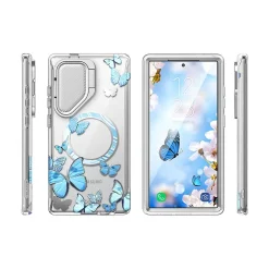 Cell Phone Cases<i-Blason Cosmo Clear BlueFly MagSafe Bumper Case for Samsung Galaxy S24 Ultra, Shock Absorbing, Clear/Blue (GS24UCOSMOSPBFY)