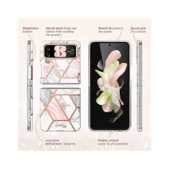 Cell Phone Cases<i-Blason Cosmo Marble Pink Snap Case for Samsung Galaxy Z Flip4 (Galaxy2022-ZFlip4-5G-Cosmo-Marble)