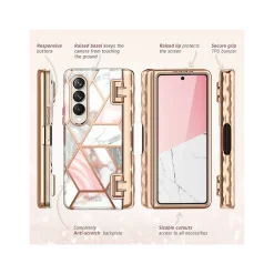 Cell Phone Cases<i-Blason Cosmo Pro Marble Pink Snap Case for Samsung Galaxy Z Fold4 (Galaxy2022-ZFold4-5G-Cosmo-Pen-SP-Marble)