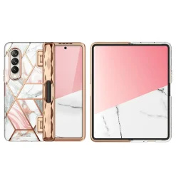 Cell Phone Cases<i-Blason Cosmo Pro Marble Pink Snap Case for Samsung Galaxy Z Fold4 (Galaxy2022-ZFold4-5G-Cosmo-Pen-SP-Marble)