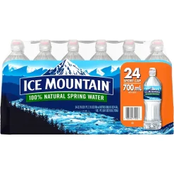 Bottled Water<Ice Mountain 100% Natural Spring Water, Regular Flavor, 700ml Bottles with Sport Cap, 24/Carton (12087164)