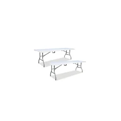 New Bifold Resin Folding Table, Rectangular, 94.5" x 29.9" x 30", White Granite Top, 2/Pack (ICE61273) Folding Tables