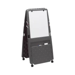 Online Mobile Presentation Flip Chart Easel with Dry-Erase Surface, Charcoal, 73" x 33" x 28" (30237) Dry Erase