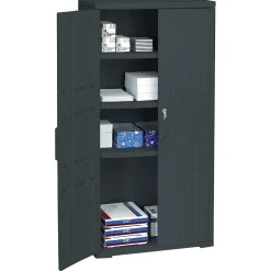 Hot ® Officeworks® Polyethylene Storage Cabinet, Non-Assembled, 66Hx33Wx18D", Black Storage Cabinets
