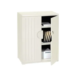 Clearance ® Officeworks® Polyethylene Storage Cabinet, Non-Assembled, 46Hx36Wx22D", Platinum Storage Cabinets