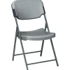 Hot Rough 'N Ready Folding Chairs, Plastic, Charcoal, Seat: 18 3/4"W x 21 1/2"D, Back: 18 3/4"W x 20 1/4"H Folding & Stacking