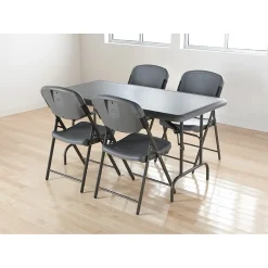 Hot Rough 'N Ready Folding Chairs, Plastic, Charcoal, Seat: 18 3/4
