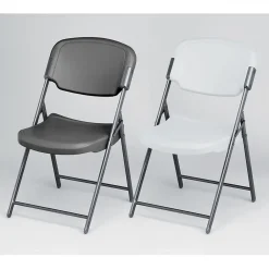 Hot Rough 'N Ready Folding Chairs, Plastic, Charcoal, Seat: 18 3/4