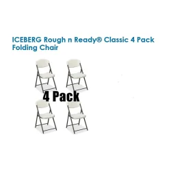 Discount Rough 'N Ready Plastic Folding Chairs, Platinum Granite, 4/Carton (64033) Folding & Stacking