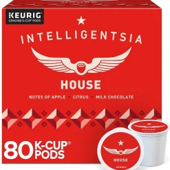 Keurig K-Cups<Intelligentsia House Blend Coffee, Keurig K-Cup Pod, Light Roast, 20/Box, 4 Boxes/Carton (5000371868CT)