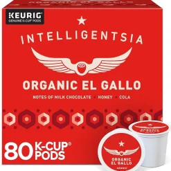 Keurig K-Cups<Intelligentsia Organic El Gallo Coffee, Keurig K-Cup Pod, Light Roast, 20/Box, 4 Boxes/Carton (5000371867CT)