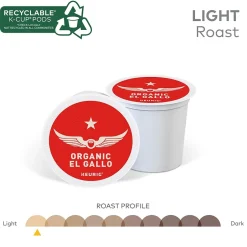 Keurig K-Cups<Intelligentsia Organic El Gallo Coffee, Keurig K-Cup Pod, Light Roast, 20/Box, 4 Boxes/Carton (5000371867CT)