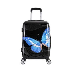 InUSA 20" Hardside Butterfly Carry-On Suitcase, 4-Wheeled Spinner, TSA Checkpoint Friendly, Black Butterfly (IUAPC00S-BBU)