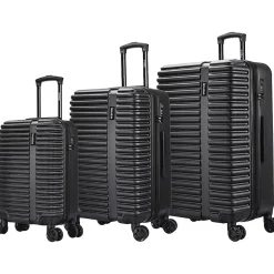 InUSA Ally 3-Piece Hardside Spinner Luggage Set, TSA Checkpoint Friendly, Black (IUALLSML-BLK)