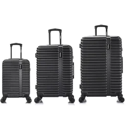 InUSA Ally 3-Piece Hardside Spinner Luggage Set, TSA Checkpoint Friendly, Black (IUALLSML-BLK)