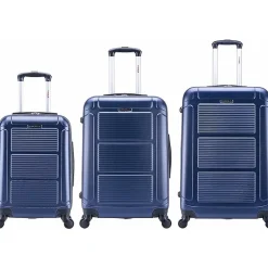 InUSA Pilot 3-Piece Hardside Spinner Luggage Set, Blue (IUPILSML-BLU)