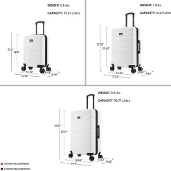 InUSA Trend 3-Piece Hardside Spinner Luggage Set, White (IUTRESML-WHI)