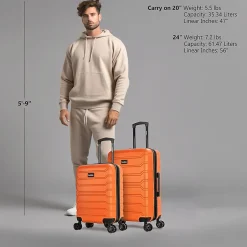 InUSA Trend 2-Piece Hardside Spinner Luggage Set, (IUTRE0SM-ORA)